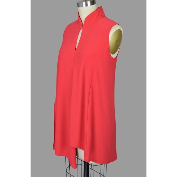 SYMPLI CORAL PINK DOUBLE OVER KEYHOLE SLEEVELESS TOP - Picture 4 of 7